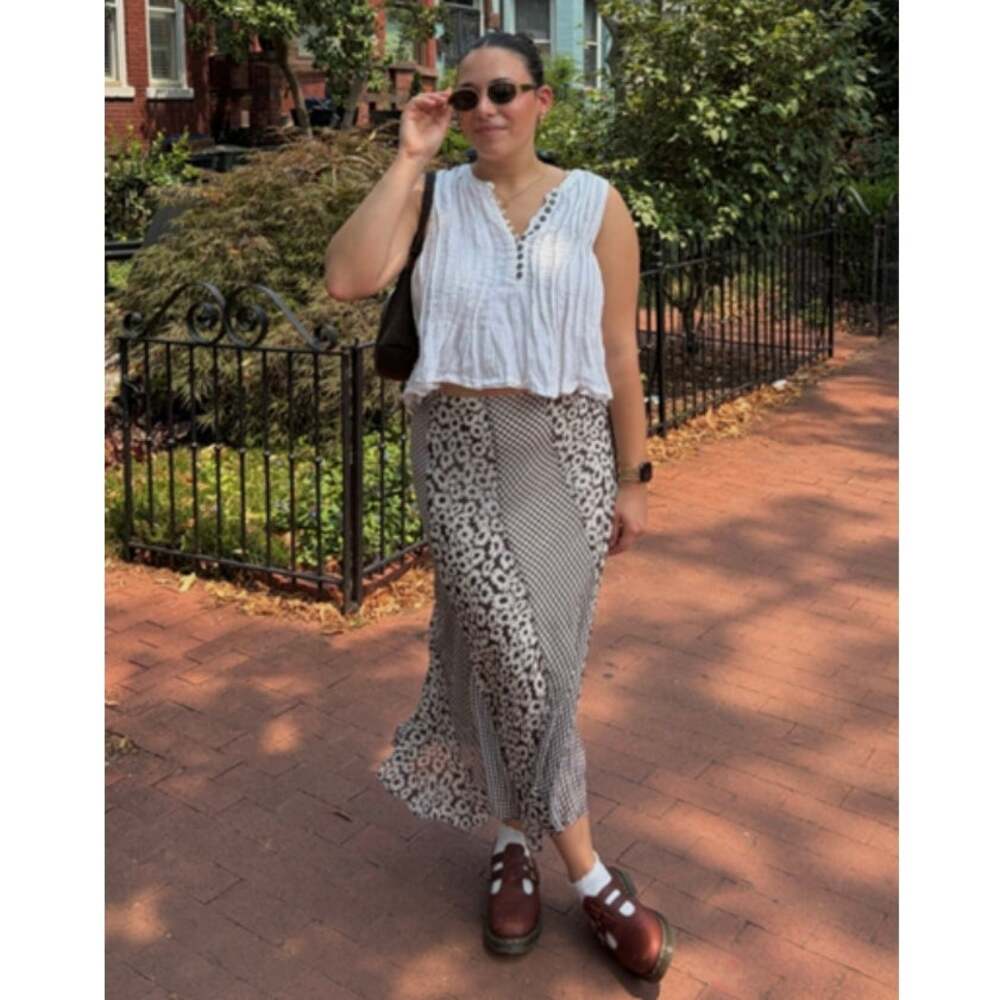 RAILS Felina Midi Skirt in Espresso Daisy Gingham Mix Size Medium
